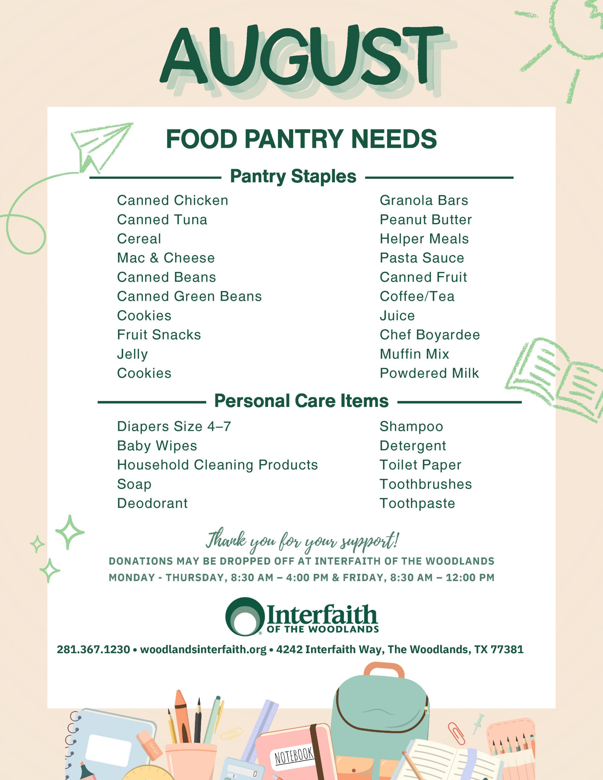 August Food Pantry Flyer