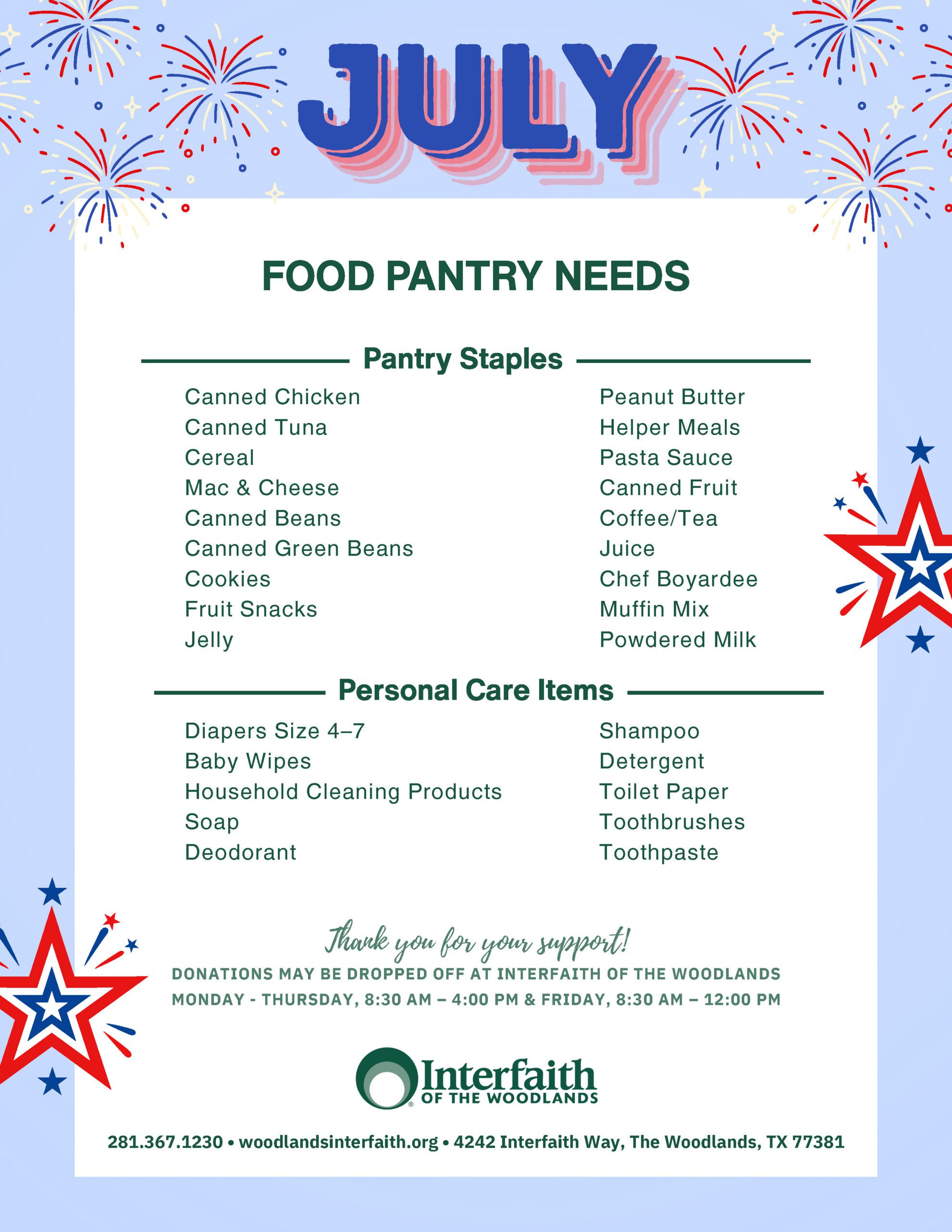 July Food Pantry Flyer